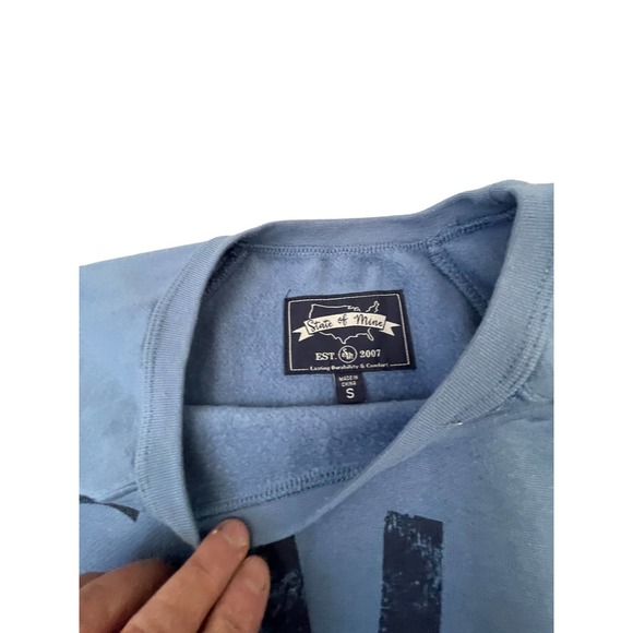 State‎ of Mine Blue California Sweatshirt Softest Thumb Holes Sleeve Size Small - Picture 2 of 4